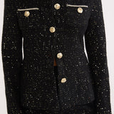 Kyomi Gold Button Tweed Jacket Black Gold
