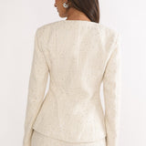 Kyomi Gold Button Tweed Jacket White Gold
