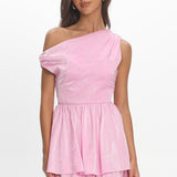 Marmalade Asymmetric Neckline Layered Mini Dress Pink