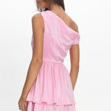 Marmalade Asymmetric Neckline Layered Mini Dress Pink
