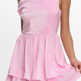 Marmalade Asymmetric Neckline Layered Mini Dress Pink