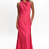 Renara Lace Waist Halter Maxi Dress Pink