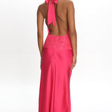 Renara Lace Waist Halter Maxi Dress Pink