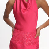 Renara Lace Waist Halter Maxi Dress Pink