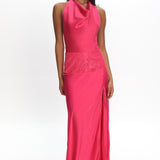 Renara Lace Waist Halter Maxi Dress Pink