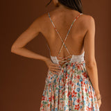 Desert Rose Crochet Tie-Up Back Dress Floral White
