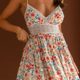 Desert Rose Crochet Tie-Up Back Dress Floral White