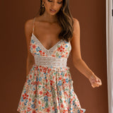 Desert Rose Crochet Tie-Up Back Dress Floral White