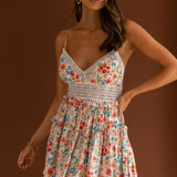 Desert Rose Crochet Tie-Up Back Dress Floral White