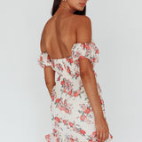 Verona Off-Shoulder Gathered Mini Dress Floral Red