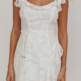Thinkin' Bout You Ruffle Trim Dress Textured White