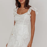 Thinkin' Bout You Ruffle Trim Dress Textured White