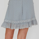 Louella Elasticated Waist Lace Trim Skirt Sage