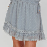 Louella Elasticated Waist Lace Trim Skirt Sage