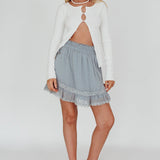 Louella Elasticated Waist Lace Trim Skirt Sage