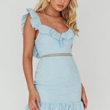 Sweet Melody Sweetheart Neckline Off-Shoulder Dress Lace Steel Blue