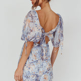Addicted To Love Pleated Bust Dress Floral Blue/Mocha