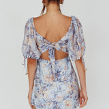 Addicted To Love Pleated Bust Dress Floral Blue/Mocha