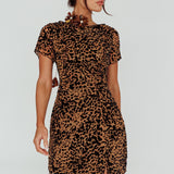 Ring Leader Short Sleeve Mini Dress Leopard Black