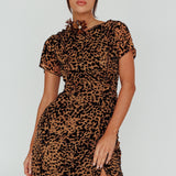 Ring Leader Short Sleeve Mini Dress Leopard Black