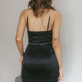 Devoted Structured Bust Diamante Trim Dress Black