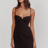 Devoted Structured Detail Bust Cami Strap Dress Black