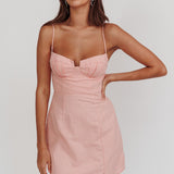 Devoted Structured Detail Bust Cami Strap Dress Pink