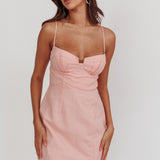 Devoted Structured Detail Bust Cami Strap Dress Pink