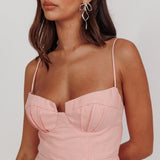 Devoted Structured Detail Bust Cami Strap Dress Pink