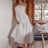 Chasing Sunshine Strapless Midi Dress White