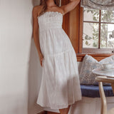 Chasing Sunshine Strapless Midi Dress White