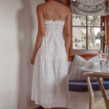 Chasing Sunshine Strapless Midi Dress White