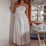 Chasing Sunshine Strapless Midi Dress White