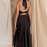 Sonoma Halterneck Faux Wrap Twist Back Maxi Dress Black