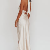 Sonoma Halterneck Twist Back Maxi Dress Champagne