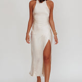 Sonoma Halterneck Twist Back Maxi Dress Champagne
