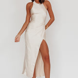 Sonoma Halterneck Twist Back Maxi Dress Champagne