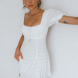 Promise Keepers Puff Sleeve Mini Dress White