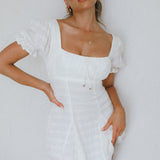 Promise Keepers Puff Sleeve Mini Dress White