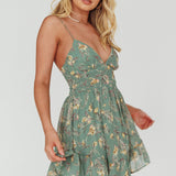 Got Love Frill Hem Mini Dress Floral Sage
