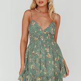 Got Love Frill Hem Mini Dress Floral Sage