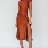 Lucinda Twist Back Midi Dress Brown