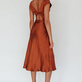 Lucinda Twist Back Midi Dress Brown