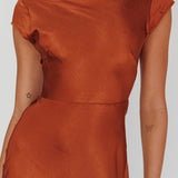 Lucinda Twist Back Midi Dress Brown