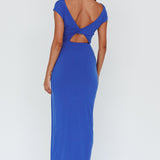 Lucinda Cap Sleeve Ruched Midi Dress Blue