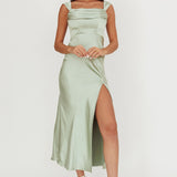 Lucinda Off-Shoulder V-Back Dress Sage