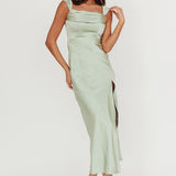Lucinda Off-Shoulder V-Back Dress Sage
