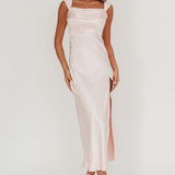 Lucinda Off-Shoulder V-Back Dress Blush