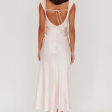 Lucinda Off-Shoulder V-Back Dress Blush
