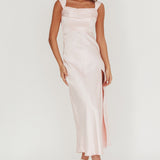 Lucinda Off-Shoulder V-Back Dress Blush